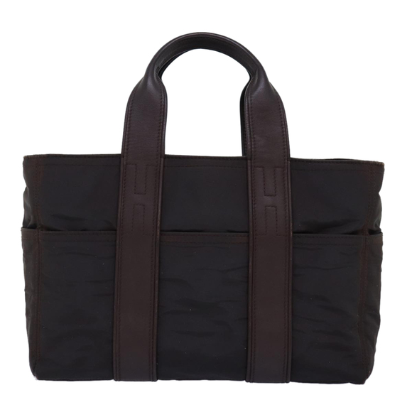 HERMES Acape Luco PM Hand Bag Nylon Brown Auth bs14449 - Picture 2 of 16